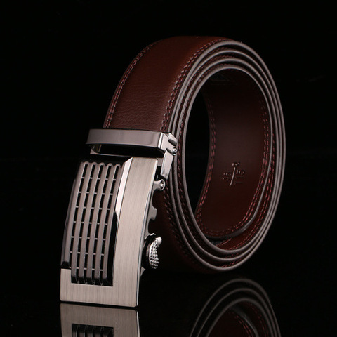 Cinturones de diseñador de marca de moda para hombre, hebilla deslizante, trinquete de cuero de lujo, cinturón de marca automático, novedad ► Foto 1/4