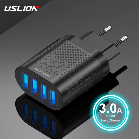 USLION-cargador USB 3,0 de carga rápida, 4 puertos, adaptador Universal para iPhone, Samsung y Xiaomi ► Foto 1/6