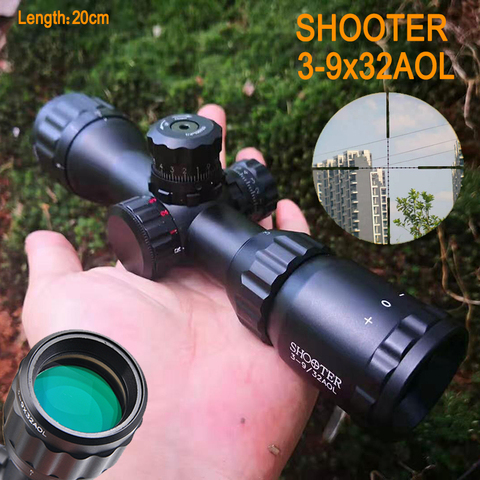 SHOOTER-mira telescópica táctica corta con luces azules, rojas y verdes, mira óptica Mil puntos para actividades al aire libre, 3-9X32 AOL ► Foto 1/6