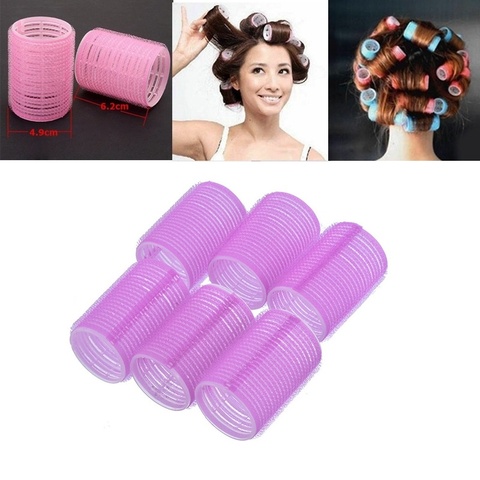 6 unids/set gran auto agarre rodillos del pelo se aferran cualquier tamaño DIY rizadores de cabello Color al azar DIN889 ► Foto 1/6