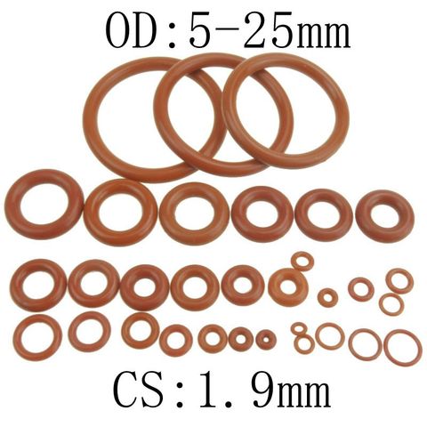 Junta tórica de goma de silicona de 1,9mm de espesor, 5-25mm OD, resistencia al calor rojo, juntas de sellado ► Foto 1/6