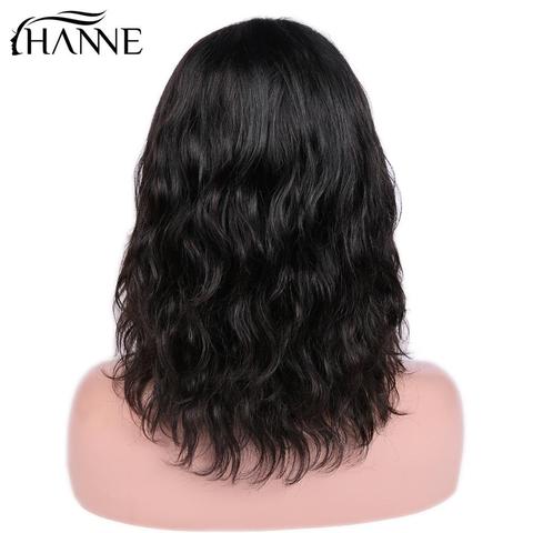 HANNE pelucas delanteras de encaje corto Bob para mujeres cabello humano onda Natural indio Remy Natural negro/99j Pre desplumado nudos decolorados ► Foto 1/6