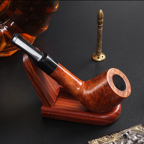 Tubería de tabaco hecha a mano para fumar, Pipa de madera de filtro de 9mm, desmontable, portátil, de madera sólida recta ► Foto 1/6