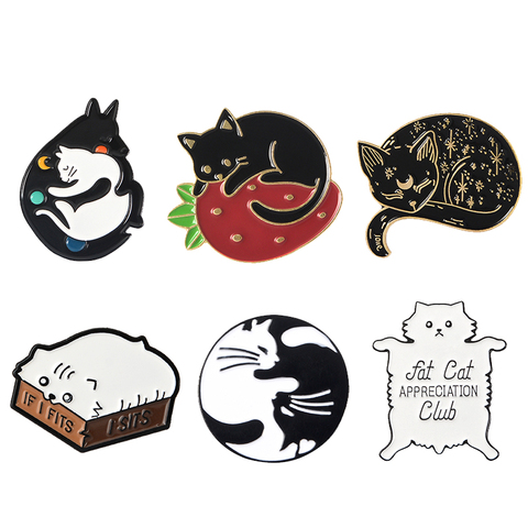 Meow gato jardín de infantes esmalte alfileres caja de fruta gatos insignia broches personalizados bolsa ropa solapa Pin dibujos animados Animal joyería regalo ► Foto 1/6