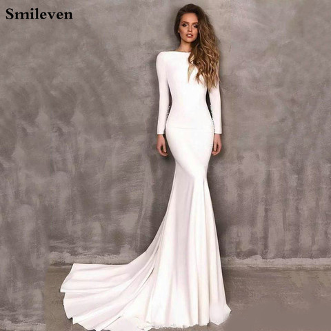 Smileven-vestidos De novia De sirena De manga larga, Vestido De novia elegante bohemio De satén, vestidos De novia 2022 ► Foto 1/3