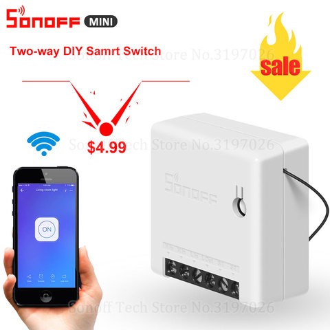 Sonoff-minicontrolador inteligente Itead IFTTT, enchufe de pared inteligente bidireccional con Wifi, Control remoto por aplicación eWeLink, compatible con Alexa, Google Home ► Foto 1/6