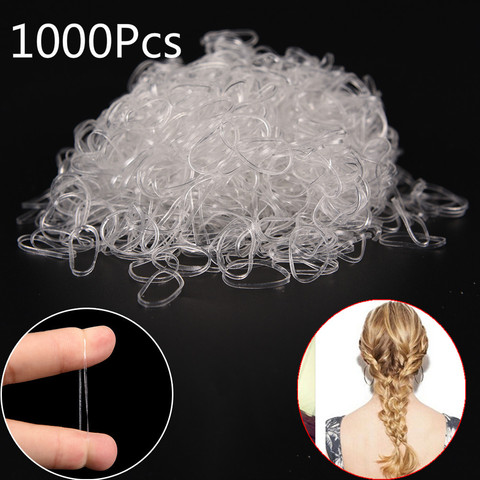 Banda de goma transparente de cuerda elásticas para cabello, 1000 Uds., accesorios de sujeción para coletas, herramientas de estilismo para el cabello de 1,6 cm ► Foto 1/6