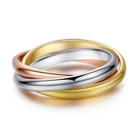 Ramos-Conjunto de anillos clásicos de 3 rondas para mujer, joyería de acero inoxidable para boda y compromiso ► Foto 1/6