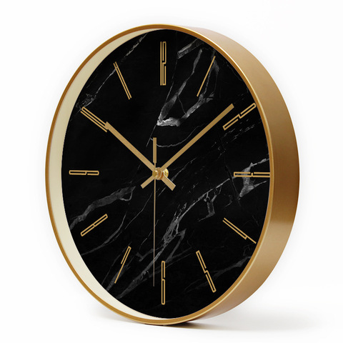 Reloj de pared grande y moderno para sala de estar y dormitorio, de Metal dorado, de mármol, regalo para decoración del hogar, FZ980 ► Foto 1/5