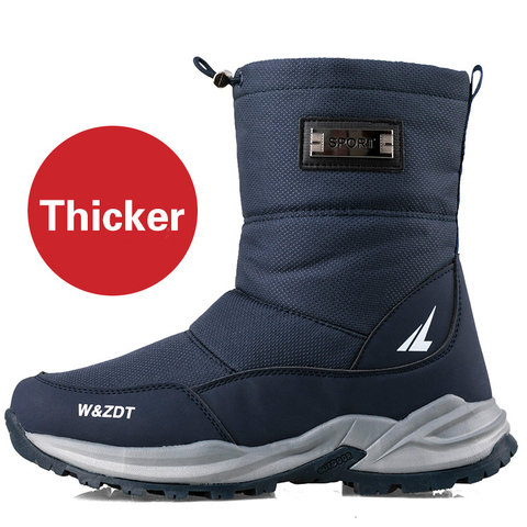 Botas altas de invierno para hombre, calzado antideslizante para caminar al aire libre, botas de nieve de algodón, zapatos informales de terciopelo para mantener el calor ► Foto 1/6