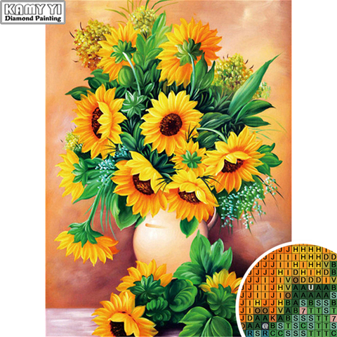 Bordado de diamantes girasoles costura 5D DIY pintura de diamantes flor cuadrado completo diamantes de imitación mosaico decoración del hogar ► Foto 1/6