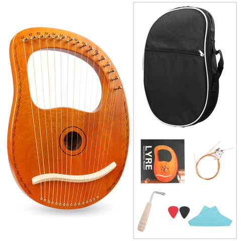 16 cuerdas de madera Lyre Harp con llave para afinar bolsa de transporte cuerdas de repuesto púas instrumento de música para regalo niños principiantes ► Foto 1/6