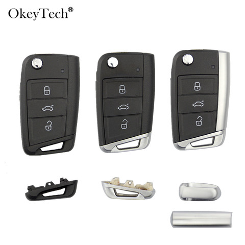 Okeytech 3 botones Remote Car Key Shell funda Fob para Volkswagen Passat Golf 7 MK7 Skoda asiento León para skoda Octavia ► Foto 1/6