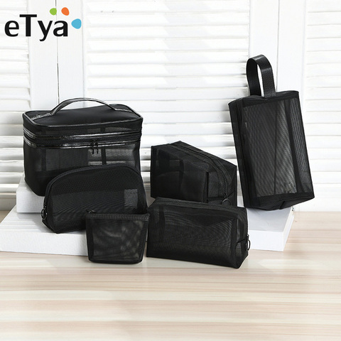 ETya-Bolsa de maquillaje transparente de malla para hombre y mujer, neceser pequeño y grande de viaje, organizador, neceser para lavar, bolsa de aseo ► Foto 1/6