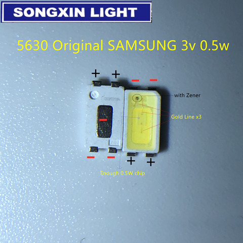 100 piezas de alta potencia para SAMSUNG 5630 LED PLCC-4 televisión retroiluminada Super brillante diodo SMD 5630 LCD 0,5 W 3V Cool de la televisión en blanco de fondo ► Foto 1/6