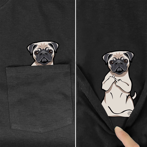 Camiseta divertida de marca a la moda, camiseta estampada con perro de bolsillo para verano, camisetas para hombre y mujer, camisetas de algodón divertidas de Hip hop ► Foto 1/6