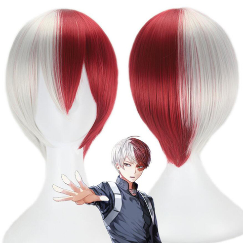 My Hero Academia Boku no Hiro Akademia Shoto Todoroki Shouto, peluca de cabeza blanca y roja para disfraces o accesorios de Cosplay ► Foto 1/6