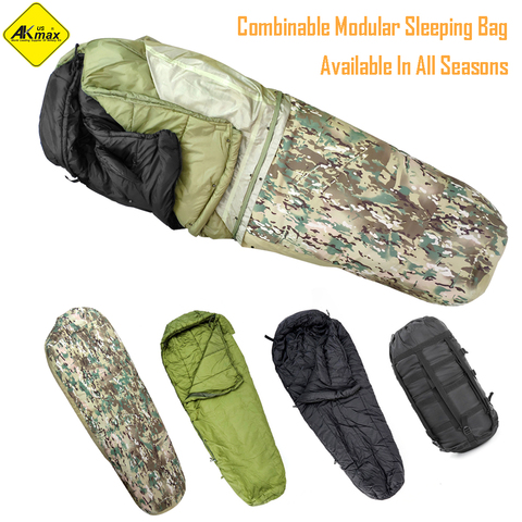 Akmax-saco de dormir Modular militar 4 en 1, forro térmico para acampar, para adultos, senderismo natural, ejército, para turismo al aire libre ► Foto 1/6