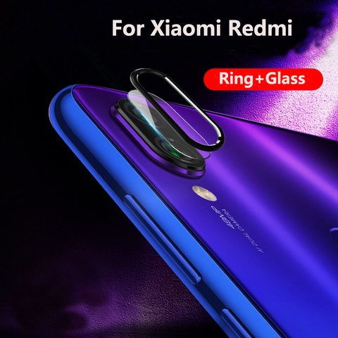 Protector de cámara de marco de Metal anillo + vidrio templado para Xiaomi Redmi Nota 7 8 Pro Max 8T caso lente película Protector de pantalla ► Foto 1/6