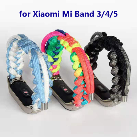 Mi banda 4 3 Nylon correa para Xiaomi Mi banda 5 pulsera de tela pulsera para hombre mujer tejida correa de accesorios hechos a mano ► Foto 1/6