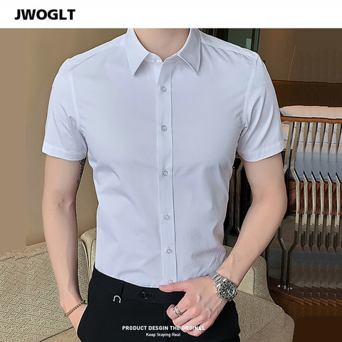 Camisetas de algodón de manga corta para hombre, camisas informales ajustadas con botones, ropa de vestir blanca, 40kg-130kg, 6XL, 8XL, novedad de verano ► Foto 1/6