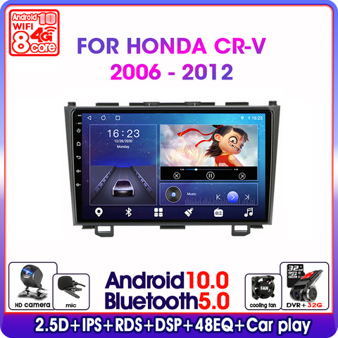 Android10.0 Radio del coche para Honda CRV 2006-2012 Audio 4G + 64G navegación GPS 2Din 4G + WiFi + pantalla reproductor Multimedia de la unidad ► Foto 1/6