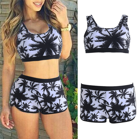 Conjunto de Bikini Floral para mujer, Top corto, pantalones cortos de cintura alta, traje de baño Sexy para playa ► Foto 1/6