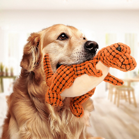 Juguetes grandes de dinosaurio de lana para mascotas, perros gigantes, juguetes interactivos para perros grandes, juguetes masticables para perros, Chihuahua, sonido de peluche ► Foto 1/6