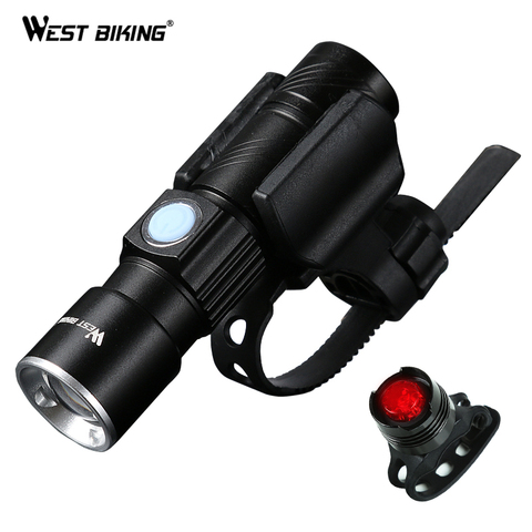 Linterna LED frontal para bicicleta WEST BIKING Light Ultra brillante con zoom de 240 lúmenes Q5 200M recargable por USB ► Foto 1/6