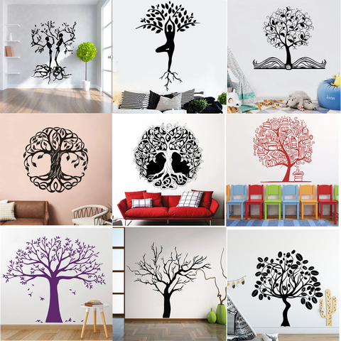 Calcomanías de vinilo con diseño de árbol de la vida para decoración, calcomanías de vinilo con diseño de Mandala circular, árboles, para estudio de guardería, Fitness, Yoga, murales de estudio, HQ9991 ► Foto 1/6