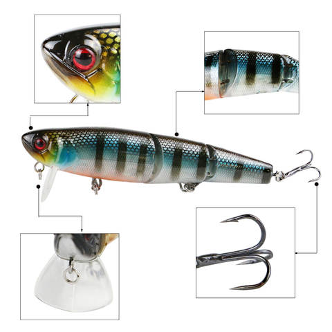 AI-SHOUYU 1 Uds nuevo estilo Minnow Señuelos de Pesca de 110mm/20g 3 segmento realista Topwater Wobbler pesca señuelo para pececillo de mar bajo Pike ► Foto 1/6