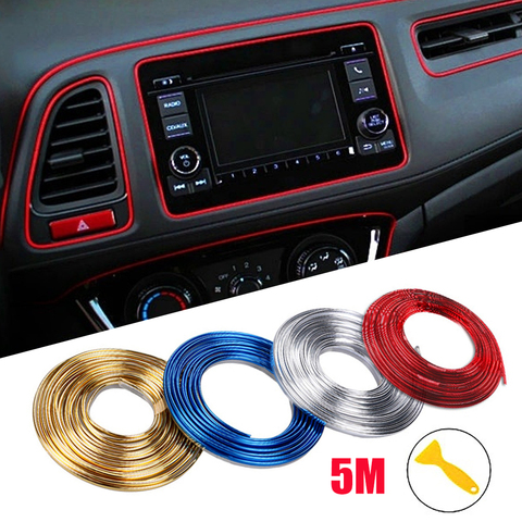 Moldura de decoración Universal para coche, tiras flexibles de 5M/1M, molduras interiores para coche, embellecedor para puerta de salpicadero, estilismo para coche ► Foto 1/6