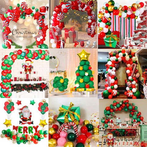 Feliz Navidad, arco de globos set de guirnaldas verde rojo Santa Claus globos para Navidad Año Nuevo suministros de decoración de fiesta ► Foto 1/6