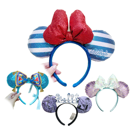 Uds nuevo orejas de Minnie diadema fiesta Rosa diadema en forma de lazo orejas traje diadema Cosplay felpa adultos/niños diadema regalo ► Foto 1/6
