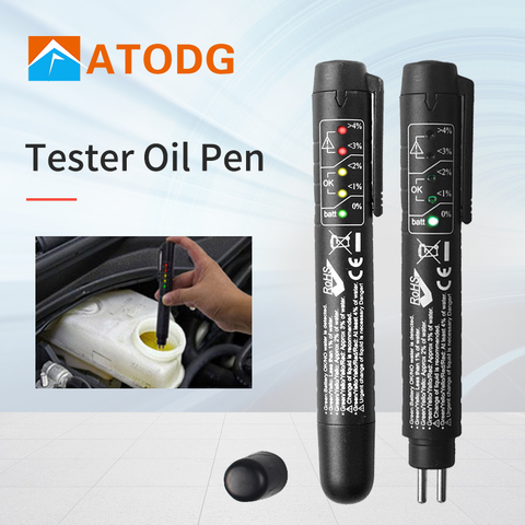 Freno líquido probador de pluma 5 luces LED freno prueba de humedad del aceite Pen para DOT3 DOT4 líquido Tester Pen vehículo herramienta lápiz electrónico ► Foto 1/6