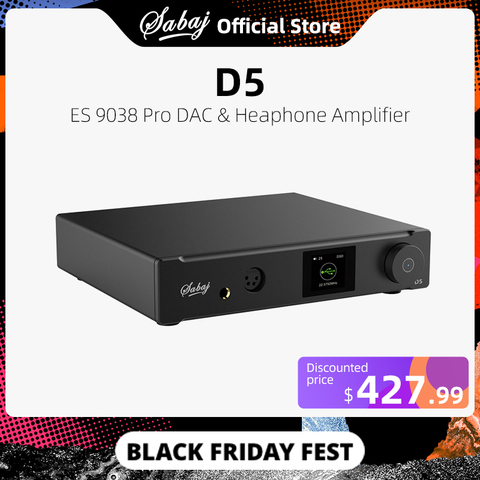 Sabaj D5 Audio DAC ESS9038PRO Heaphone amplificador compatible con DOP y DSD nativo USB Coaxial I2S entrada ► Foto 1/6