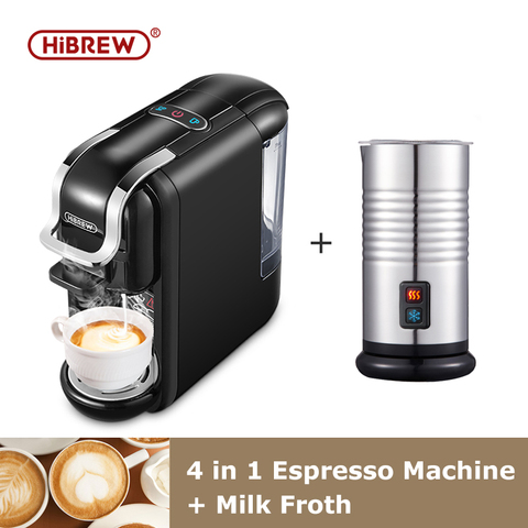 HiBREW-cafetera expreso 4 en 1 con cápsula múltiple, máquina de espuma de leche caliente y fría de acero inoxidable, con bandeja de plástico, 19bar ► Foto 1/6