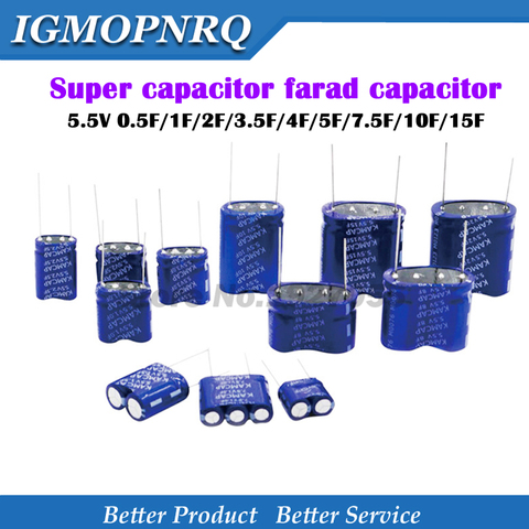 1 Uds Super condensador Farad condensador tipo de combinación 5,5 V 0.5F 1F 2F 3.5F 4F 5F 7.5F 10F 15F ► Foto 1/4