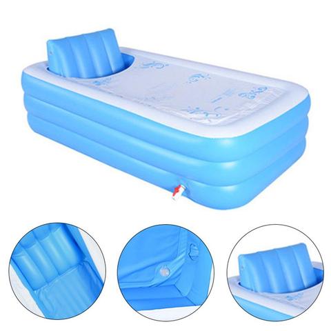 Bañera inflable de PVC con respaldo en forma de S, 1,8 M, aislamiento plegable en piscina, bañera de baño familiar para adultos y hogar ► Foto 1/6