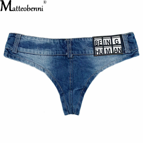 Pantalones vaqueros cortos de cintura baja para mujer, Mini Shorts femeninos, Sexy, vaqueros con correa, color azul, novedad de 2022 ► Foto 1/6