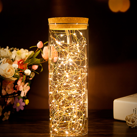 Guirnalda de alambre de cobre de 10M, 5M, 3M y 2M, luces LED de hadas alimentadas por batería para decoración del banquete de boda y Navidad ► Foto 1/6