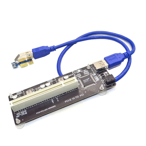 PCIE PCI-E PCI Express X1 a tarjeta de elevador de PCI tarjeta de autobús de alta eficiencia Adaptador convertidor Cable USB 3,0 para PC de escritorio ASM1083 Chip ► Foto 1/6