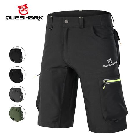 QUESHARK profesional de los hombres de verano Pantalones cortos de ciclismo transpirables suelto deportes al aire libre de MTB en bicicleta Shorts Pantalones 5 bolsillos ► Foto 1/6