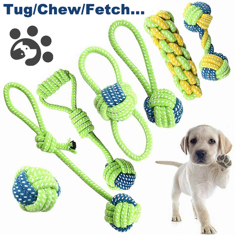 Pelota de cuerda de juguete para perros pequeños y medianos, juguete de entrenamiento al aire libre para perros, Limpieza de dientes, cuerda de nudo interactivo TY0078 ► Foto 1/6