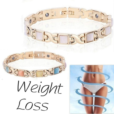 Pulsera magnética de oro rosa con piedra magnética para mujer, brazalete para pérdida de peso, adelgazamiento, salud, A4Z201 ► Foto 1/6