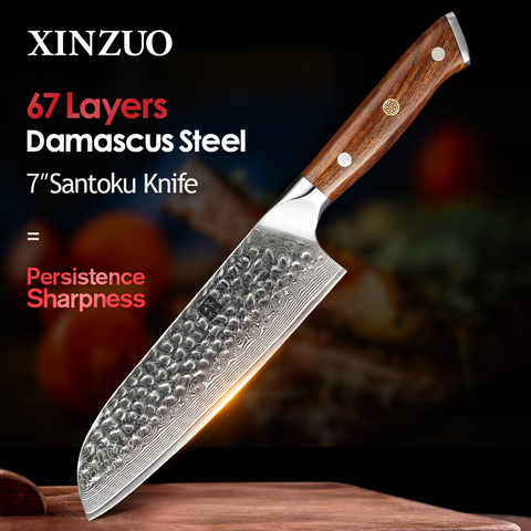 XINZUO-cuchillo de Chef japonés de 7 pulgadas, alta calidad, VG10, acero inoxidable Damasco, Santoku, afilado, más nuevo ► Foto 1/6