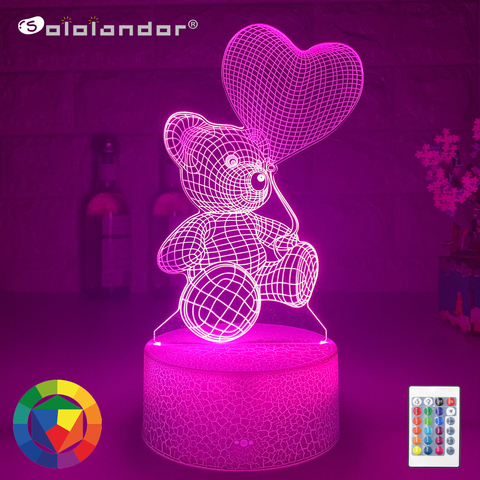 Globo de oso de luz nocturna 3d con Interruptor táctil Led de corazón, ambiente colorido para decoración del hogar, lámpara de mesa para cabecera ► Foto 1/6