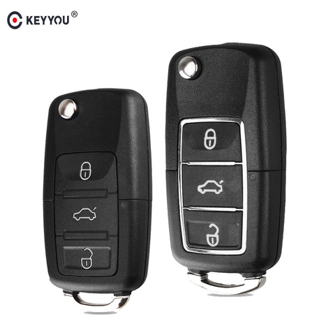 KEYYOU-carcasa de la llave a distancia del coche, funda Fob para VW Passat b6 Polo Golf 5 4 6 Touran Bora, 3 botones, novedad, 20x ► Foto 1/6