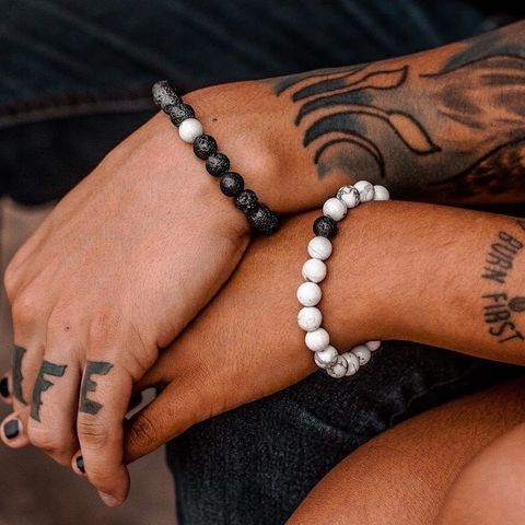 Piedra Natural pulseras de pareja de amantes distancia pulsera con cuentas hombres mujeres parejas Yin Yang piedras cadena para la muñeca de regalo de San Valentín ► Foto 1/6