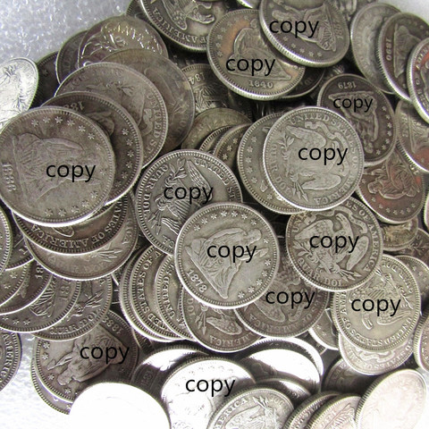 Juego completo de EE. UU. (1840-1891), P/O/CC/S, 104 Uds., moneda de copia chapada en plata con dólar Quater de libertad sentada ► Foto 1/5